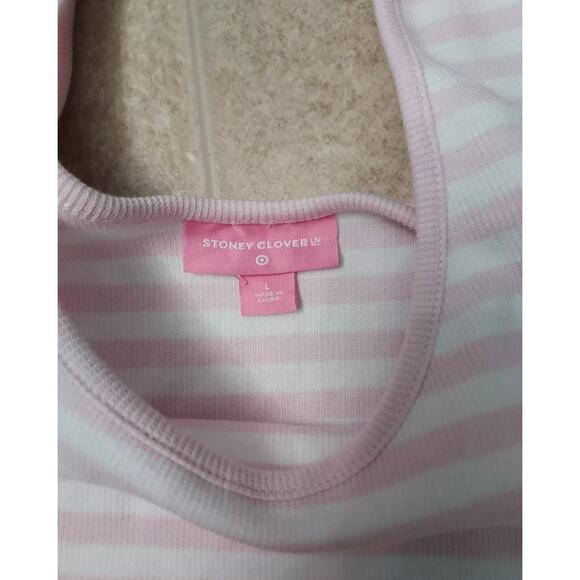 New Women’s Size Large Stoney Clover X Target Pink & White Striped Crop Tank - Picture 2 of 4